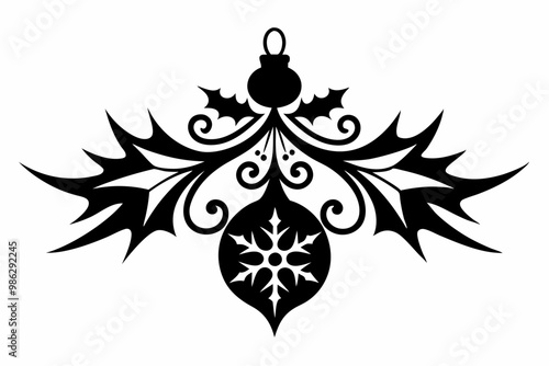 Christmas Tattoo Black Silhouette Design.