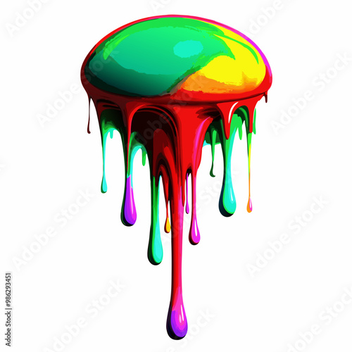 Dripping colorful paint blob for abstract art or Halloween design photo