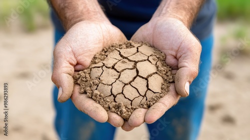 Cracked Dry Earth in Drought Affected Barren Landscape Showing Effects of Climate Change