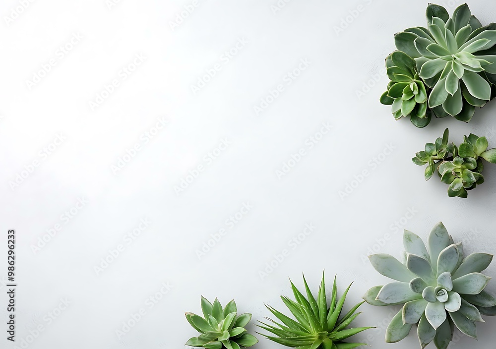 Succulents on White Background Minimalist Design Succulents on White Background Minimalist Design