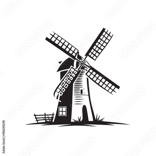 Windmill Logo Design Template Inspiration, Vector Illustration on transparent background