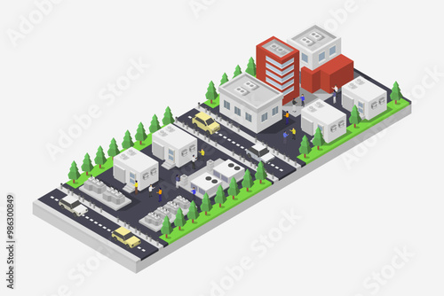 Data center building isometric