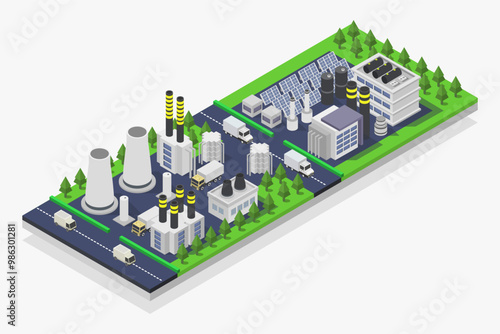 Power alternative green energy heat plant isometric