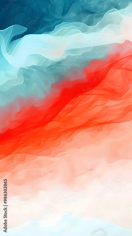 Abstract Watercolor Background With Red Blue And White Colors