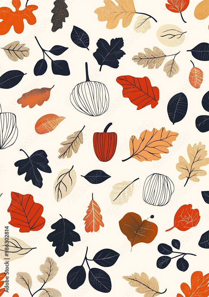 Autumn Leaves and Pumpkins Seamless Pattern Autumn Leaves and Pumpkins Seamless Pattern