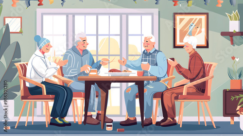 Wallpaper Mural vector illustration of elderly nursing home activities Torontodigital.ca