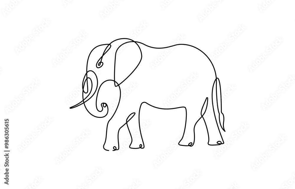 Continuous line of walking standing elephant. Single one line art of wild elephant. Vector illustration, elephant one line. Elephant with baby symbol. Continuous one line drawing. Logo of the elephant Continuous line of walking standing elephant. Single one line art of wild elephant. Vector illustration, elephant one line. Elephant with baby symbol. Continuous one line drawing. Logo of the elephant