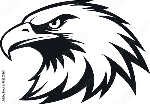 Eagle head silhouette vector illustration . This is an editable and printable vector eps file