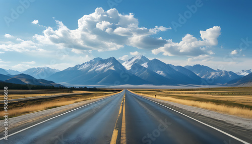 Scenic view of distant mountains on an empty road