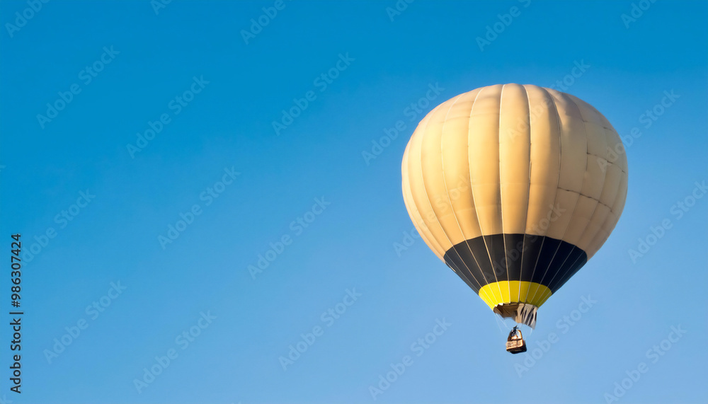 Naklejka premium Hot air balloon flying against the sky. Hot air balloons are aircraft that gain their weight by heating a large envelope of air above ambient temperature.