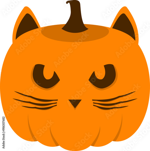 Hslloeing pumpkin with a cat coutout photo