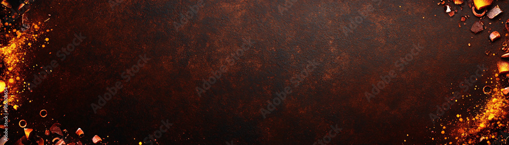A dark brown background with a lot of gold glitter. The background is the main focus of the image A dark brown background with a lot of gold glitter. The background is the main focus of the image