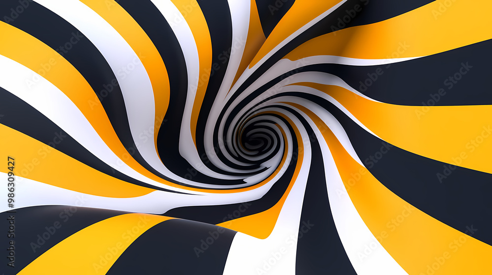 custom made wallpaper toronto digital3d abstract background with white, yellow, and black stripes. Optical Illusion. Illustration
