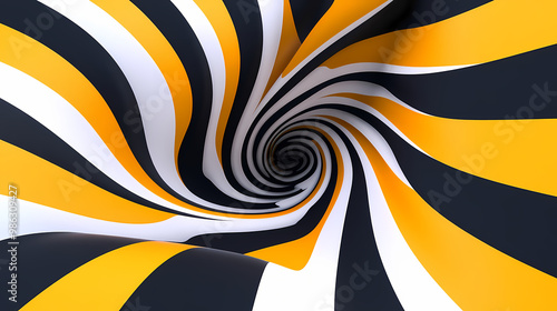 Wallpaper Mural 3d abstract background with white, yellow, and black stripes. Optical Illusion. Illustration Torontodigital.ca
