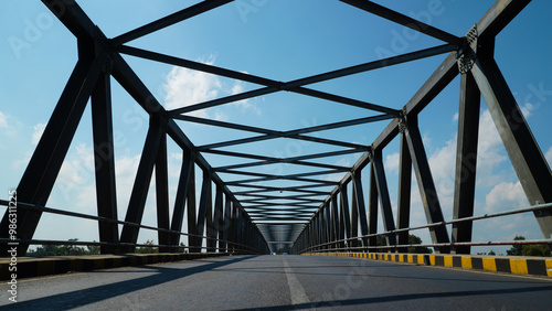 steel bridge with sky background