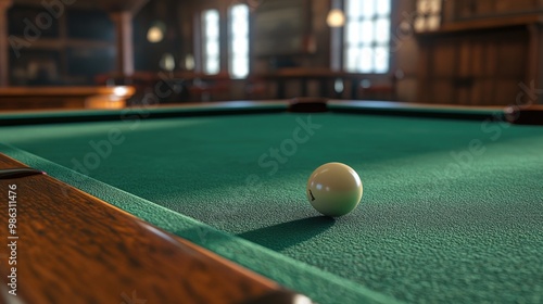 Wallpaper Mural A detailed close-up of a pool table corner pocket with a billiard ball rolling in, showing the texture of the green felt and the wooden frame. Torontodigital.ca