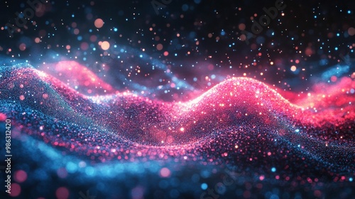 Colorful waves of light undulate gracefully against a dark background, creati...