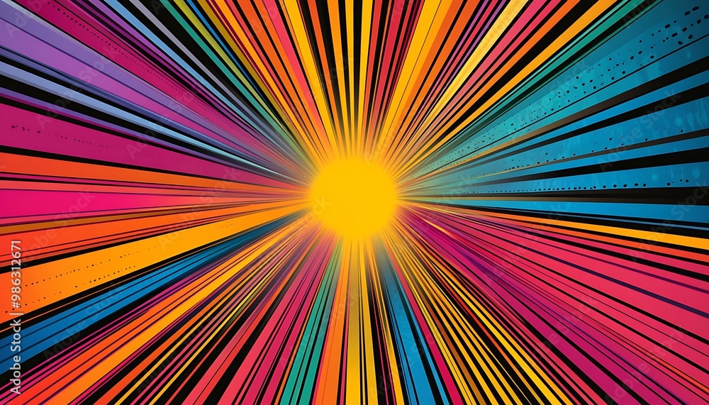 Fototapeta premium Vibrant and dynamic comic book explosion with retro pop art influence 