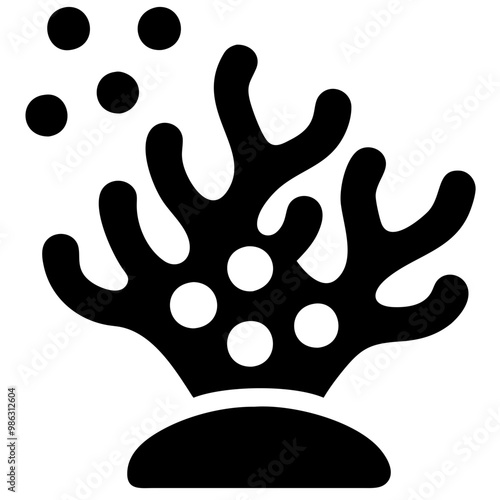 Coral icon with bubbles representing marine life and ocean conservation