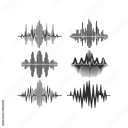 Silhouette Ecg Heartbeat Lines Collection.