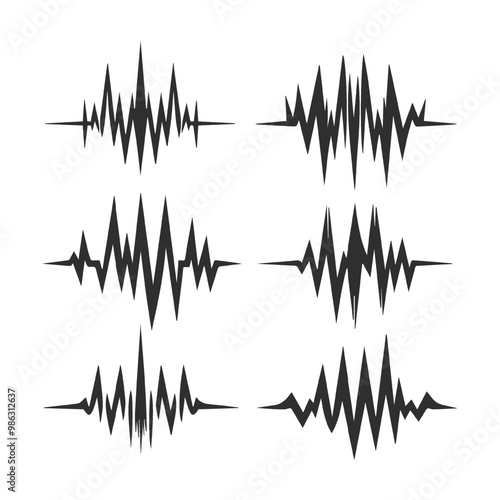 Silhouette Ecg Heartbeat Lines Collection.