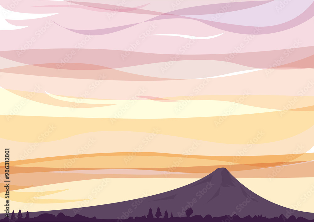 Naklejka premium 夕暮れの空と富士