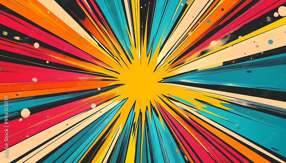 Vibrant and dynamic comic book explosion with retro pop art influence
Vibrant and dynamic comic book explosion with retro pop art influence