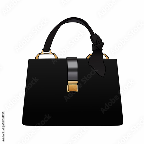 Minimalist Black Handbag, Female Bussiness Handbag, Bags Design Isolated In White Background, Realistic Fashion Vector