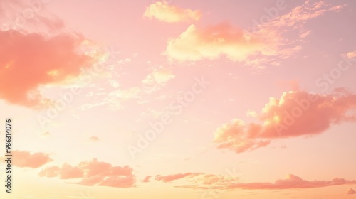 Pastel pink and orange sky during the golden hour, with light clouds scattered across