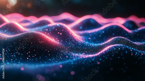 Colorful waves of light undulate gracefully against a dark background, creati...
