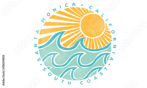 Summer vector graphic design for apparel, stickers, posters, background and others. Surfing club vector design. Sunshine paradise artwork. Good life. Life comes in waves. Beach abstract wave artwork.