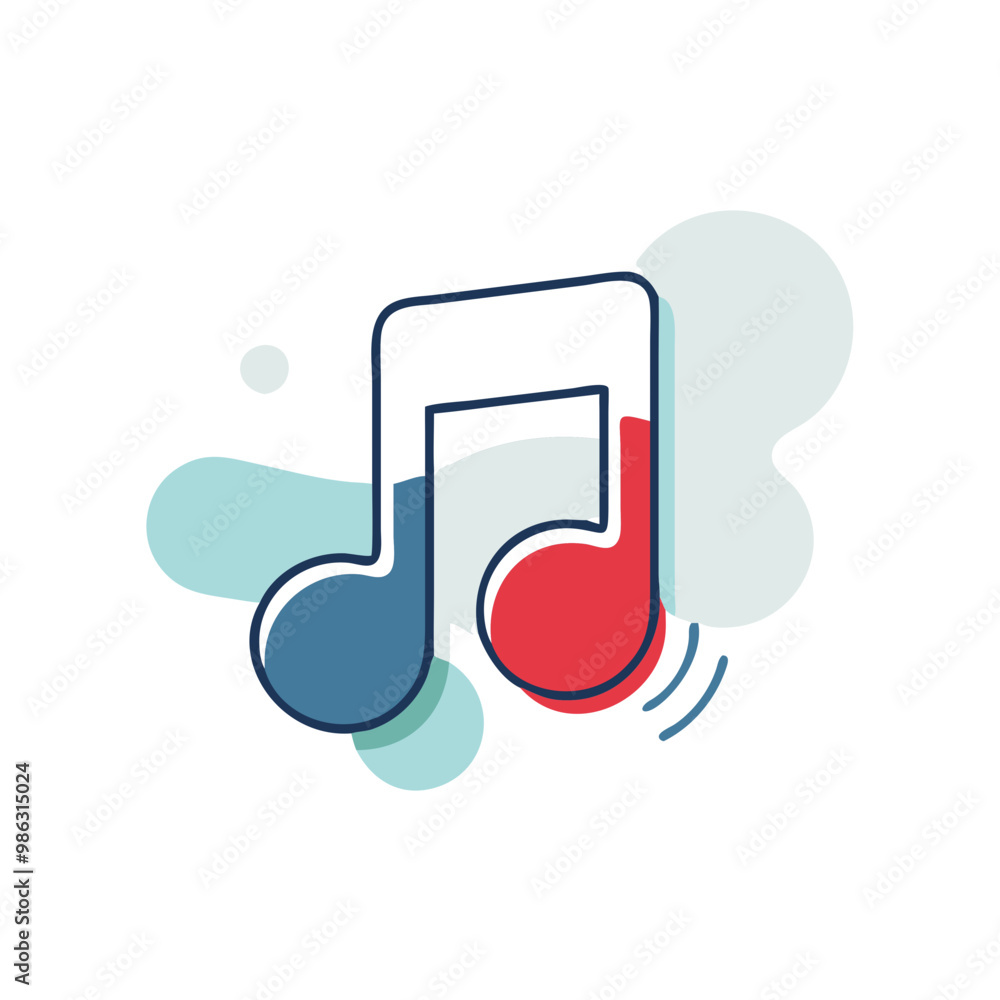 A music note with two red circles on it. A music note with two red circles on it.