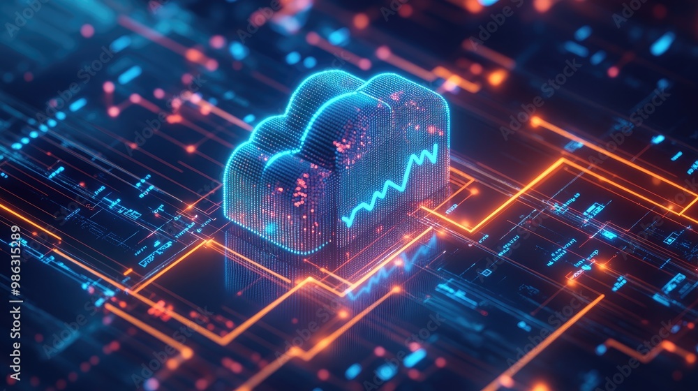A futuristic bank icon connected to a digital network, symbolizing online banking, digital money exchange, and data in the cloud for financial transactions. A futuristic bank icon connected to a digital network, symbolizing online banking, digital money exchange, and data in the cloud for financial transactions.