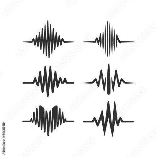 Silhouette Ecg Heartbeat Lines Collection.