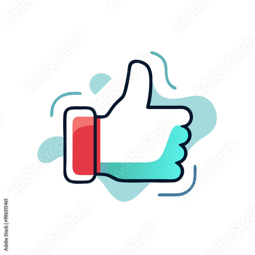 A thumbs up sign with a blue and green background. The thumbs up sign is a symbol of approval or agreement