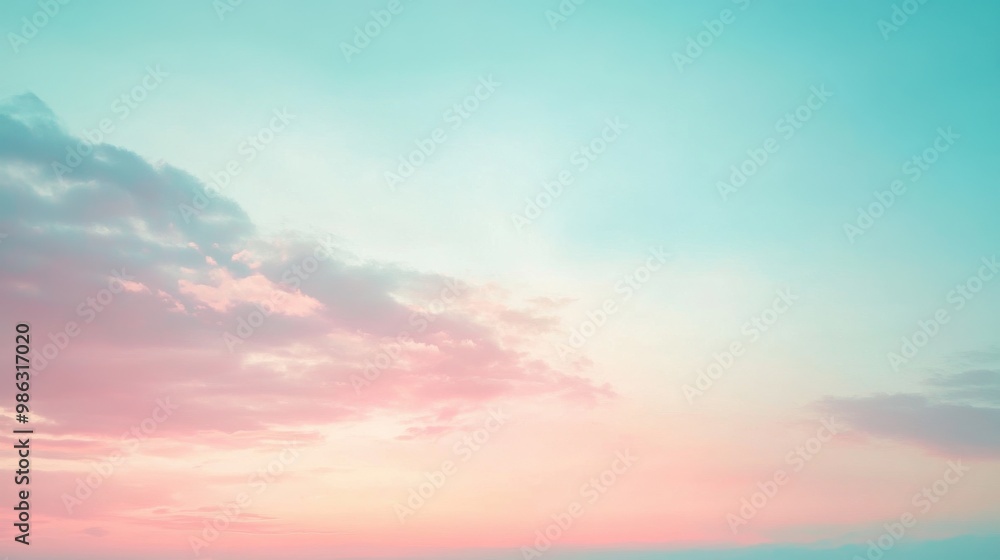 Gentle pastel tones in the sky just after sunset, with soft pink and blue hues Gentle pastel tones in the sky just after sunset, with soft pink and blue hues