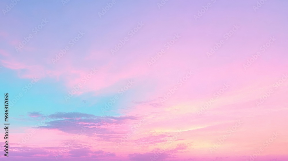 Gentle pastel tones in the sky just after sunset, with soft pink and blue hues Gentle pastel tones in the sky just after sunset, with soft pink and blue hues