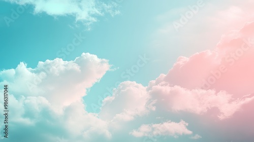 Fototapeta Naklejka Na Ścianę i Meble -  Soft pastel-colored sky with a serene atmosphere and minimal clouds