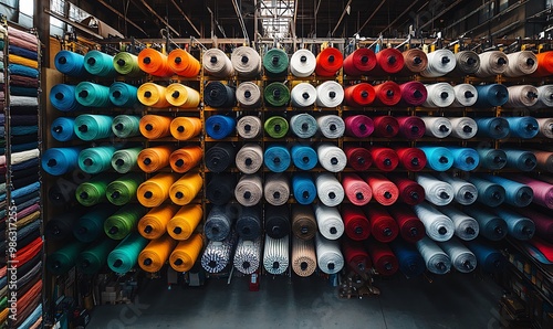 Wallpaper Mural Vibrant Fabric Rolls in a Textile Warehouse Torontodigital.ca
