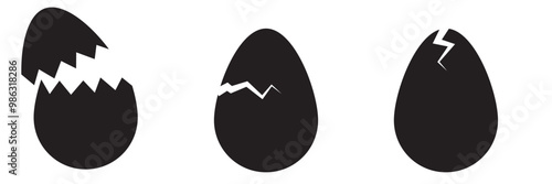 broken eggs shell  abstract vector set  