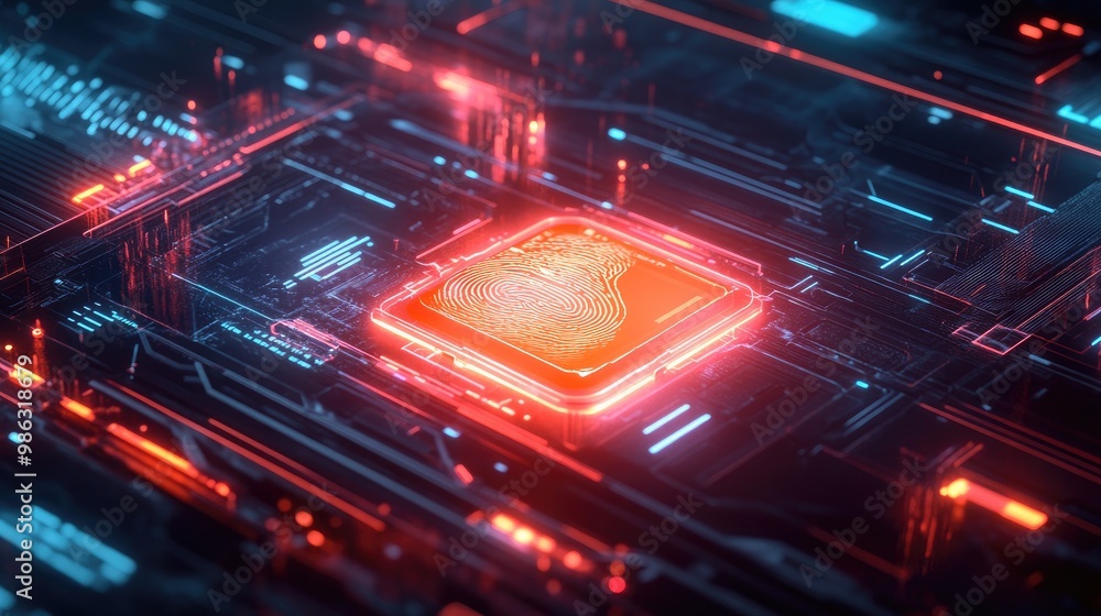 A glowing digital padlock on a high-tech interface, with a fingerprint scanner, showcasing personal identity verification and information protection. A glowing digital padlock on a high-tech interface, with a fingerprint scanner, showcasing personal identity verification and information protection.