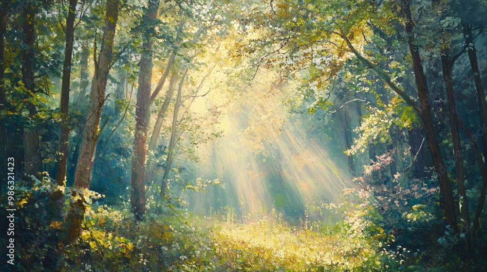 Sunbeams Through a Dense Forest Canopy Sunbeams Through a Dense Forest Canopy
