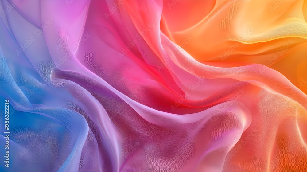 Delicate translucent fabric enhanced by vibrant color textures image Delicate translucent fabric enhanced by vibrant color textures image
