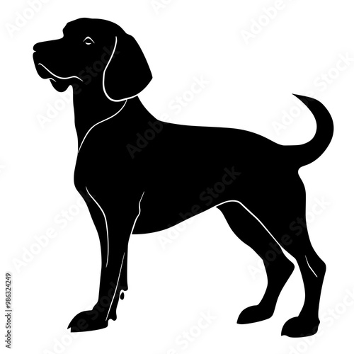 vector silhouette of a Black and Tan Coonhound