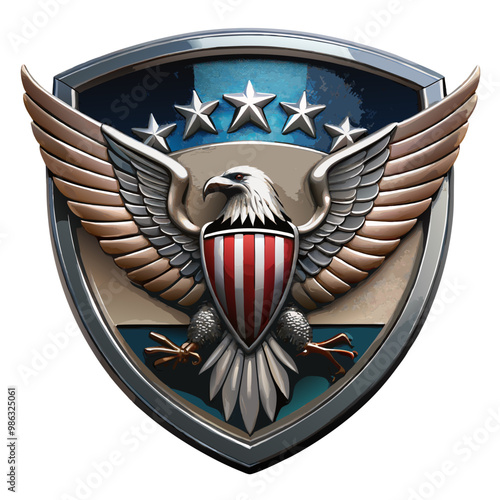American eagle emblem on black vector image, isolated on white background

