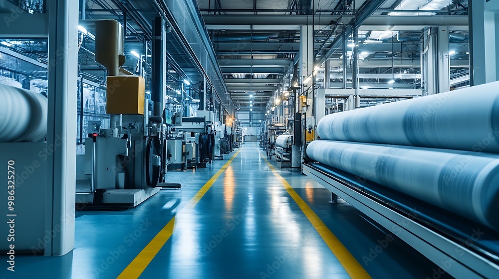 Industrial Factory Interior with Winding Reels