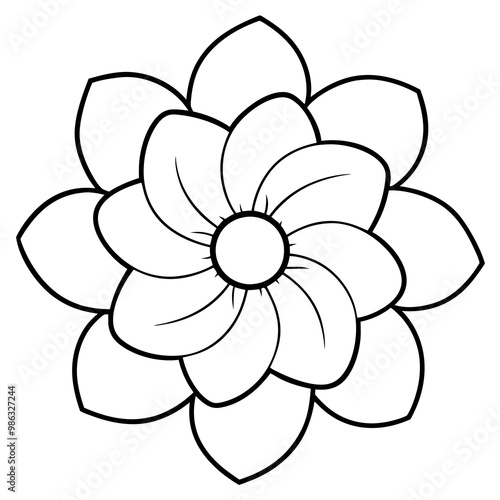 Line art of a anemone flower. Vector illustration 
