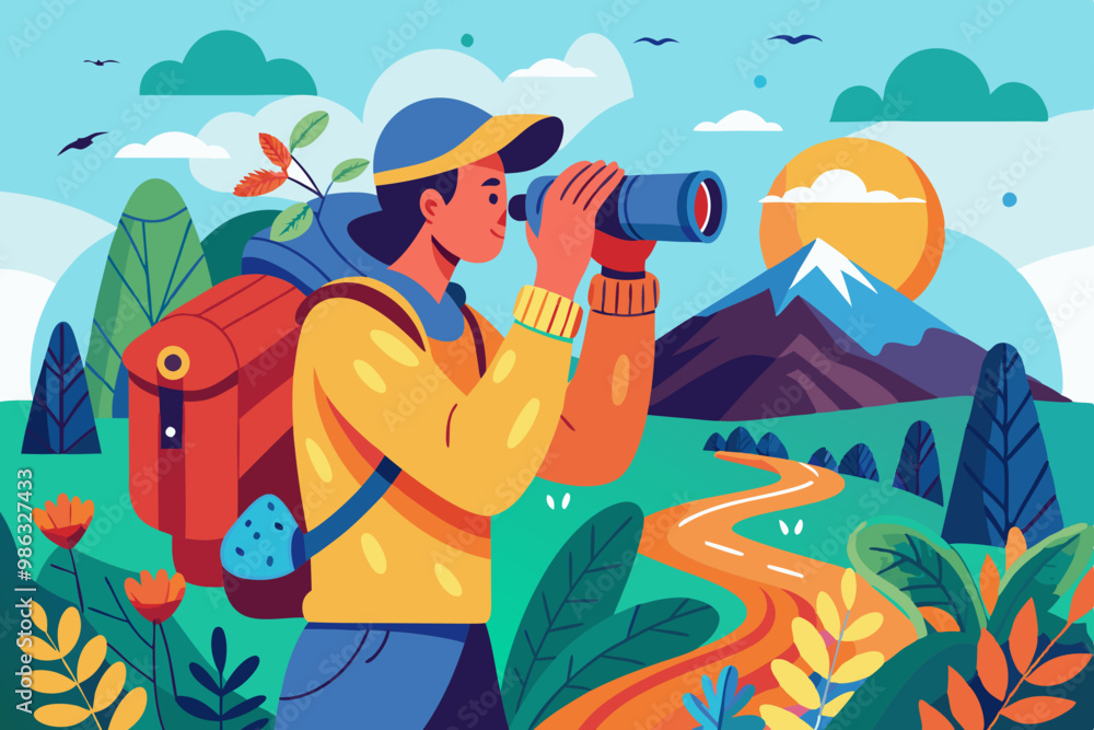 A photographer in the action in the nature VECTOR ILLUSTRATION A photographer in the action in the nature VECTOR ILLUSTRATION