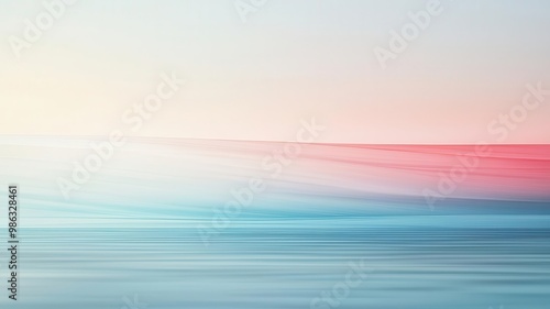 A softly blurred, grainy gradient artwork transitioning from cool blues to warm reds, creating a serene, calming effect