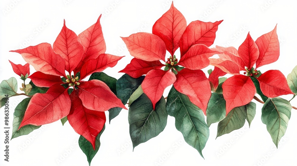 Bright red poinsettia flowers arranged artistically, showcasing their beauty and vibrant colors Bright red poinsettia flowers arranged artistically, showcasing their beauty and vibrant colors